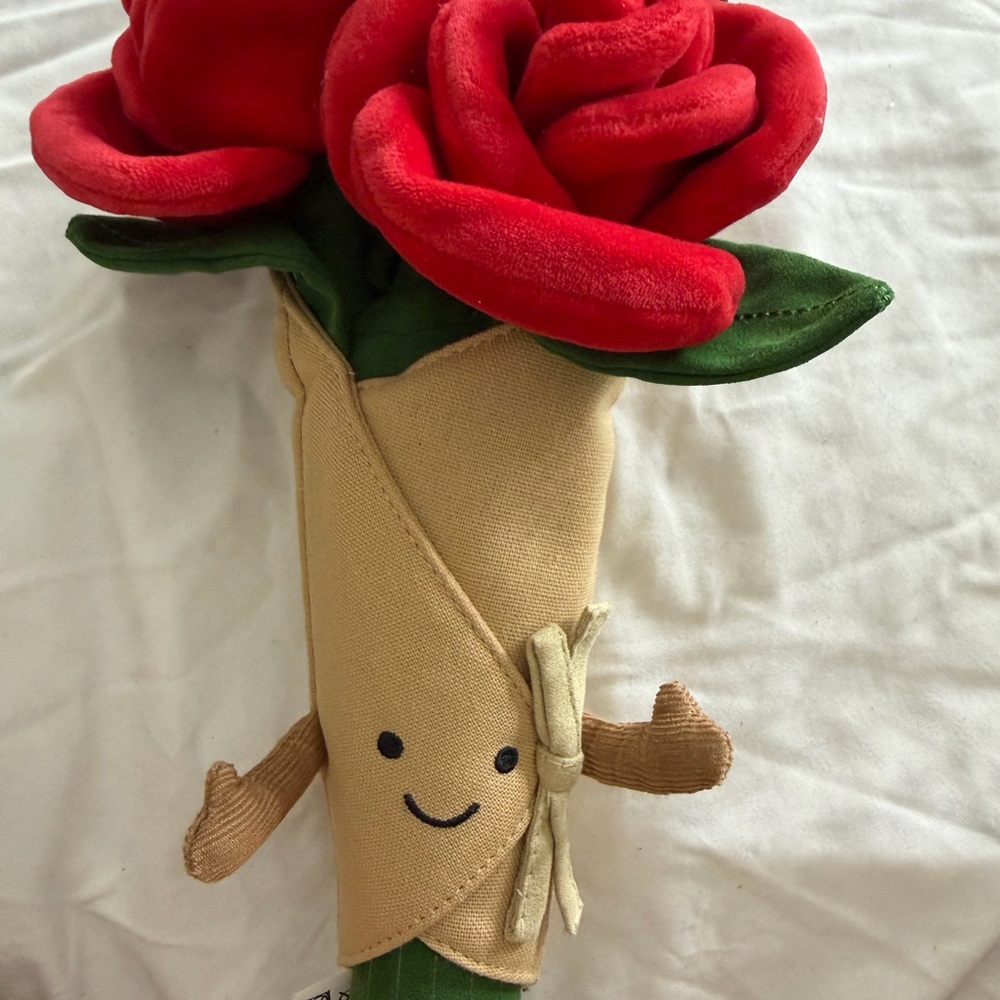 Jellycat Red and Green Plush Rose Buddy